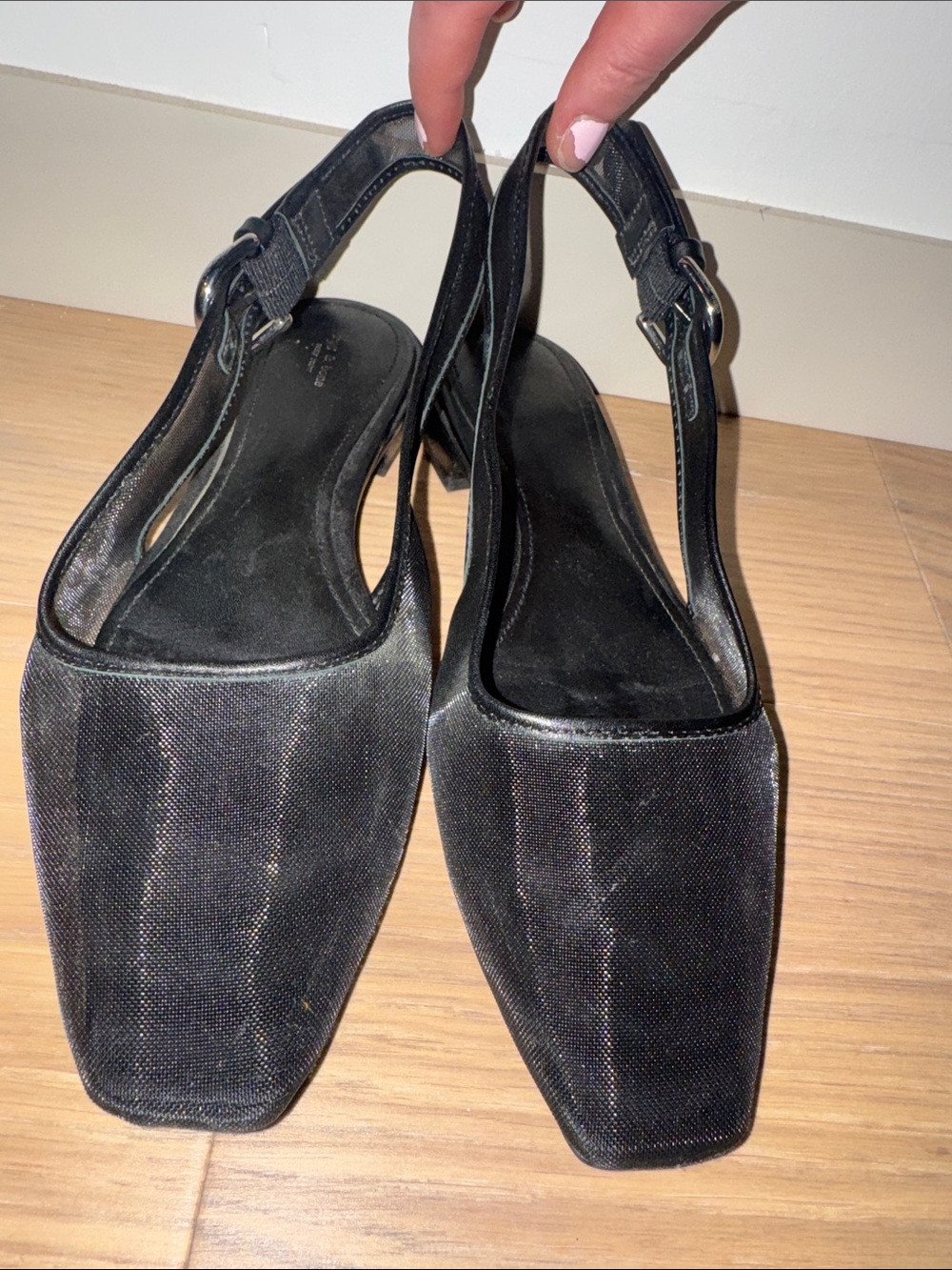 rag & bone Black Square-Toe Slingback Mules